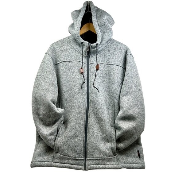 Free Country Hoodie Jacket Mens Large‎ Full Zip Gray Sherpa Fleece Fall/Winter - Picture 2 of 12